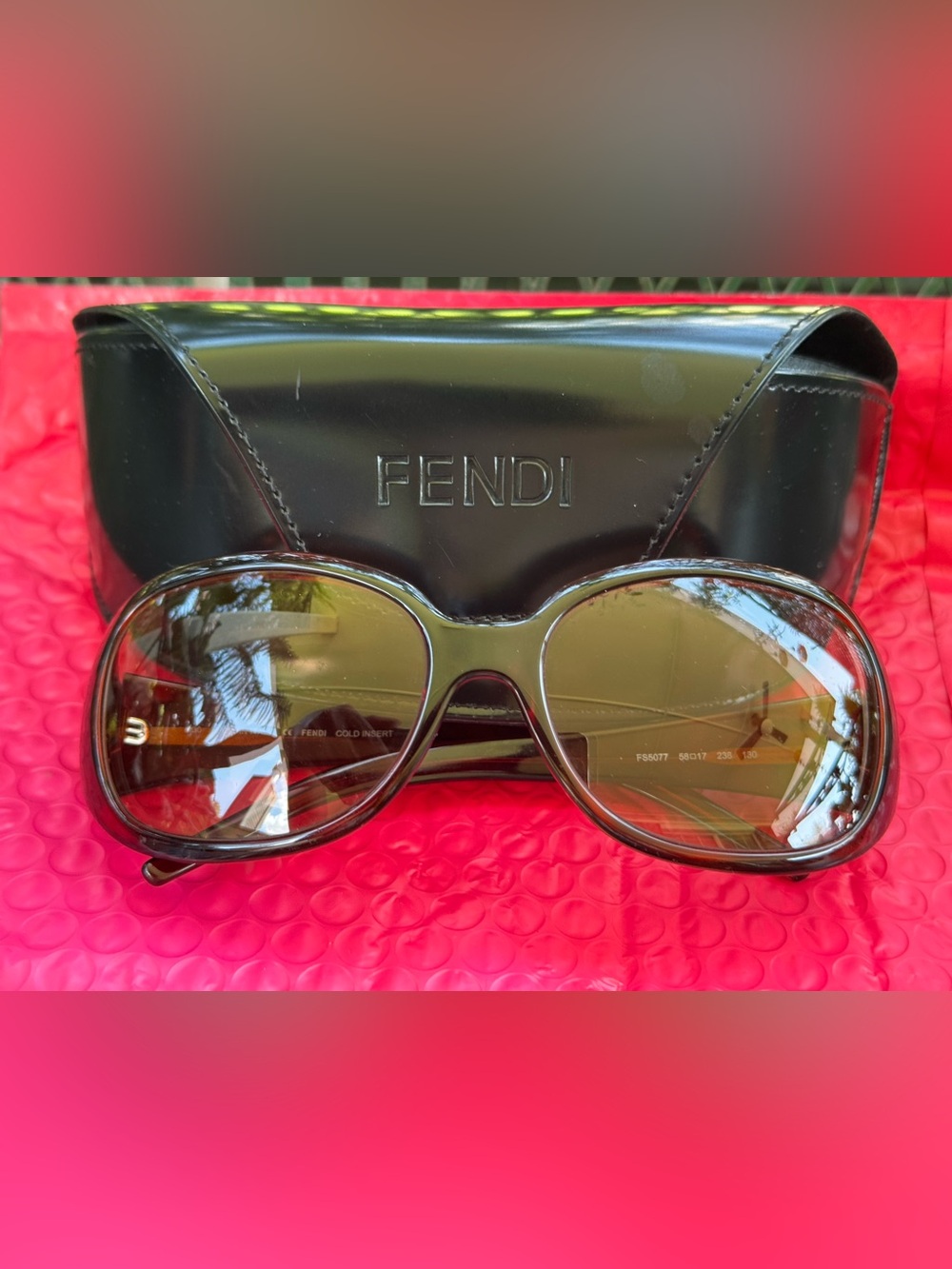 Authentic Vtg Fendi Insert Wms Tortoise Brown Sunglasses FS5077 Pre-owned